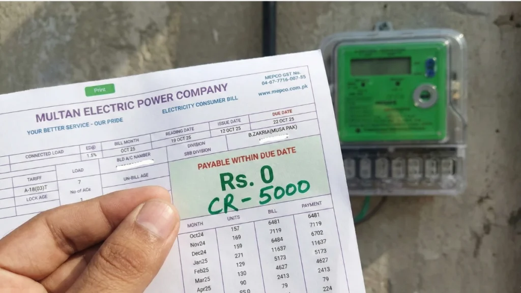 Net Metering Bill Rs 0 credit proof Pakistan 2026 گرین میٹر کے بعد بل زیرو MEPCO LESCO
